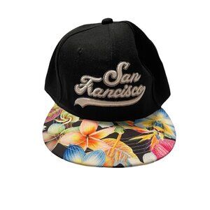 SNCO Unisex Black San Francisco Embroidered Floral Snap Back Adjustable Hat OS